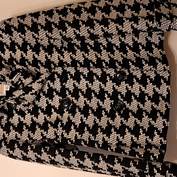 Talbots heavy blazer houndstooth black and cream size 14 not wool blend - Picture 2 of 7
